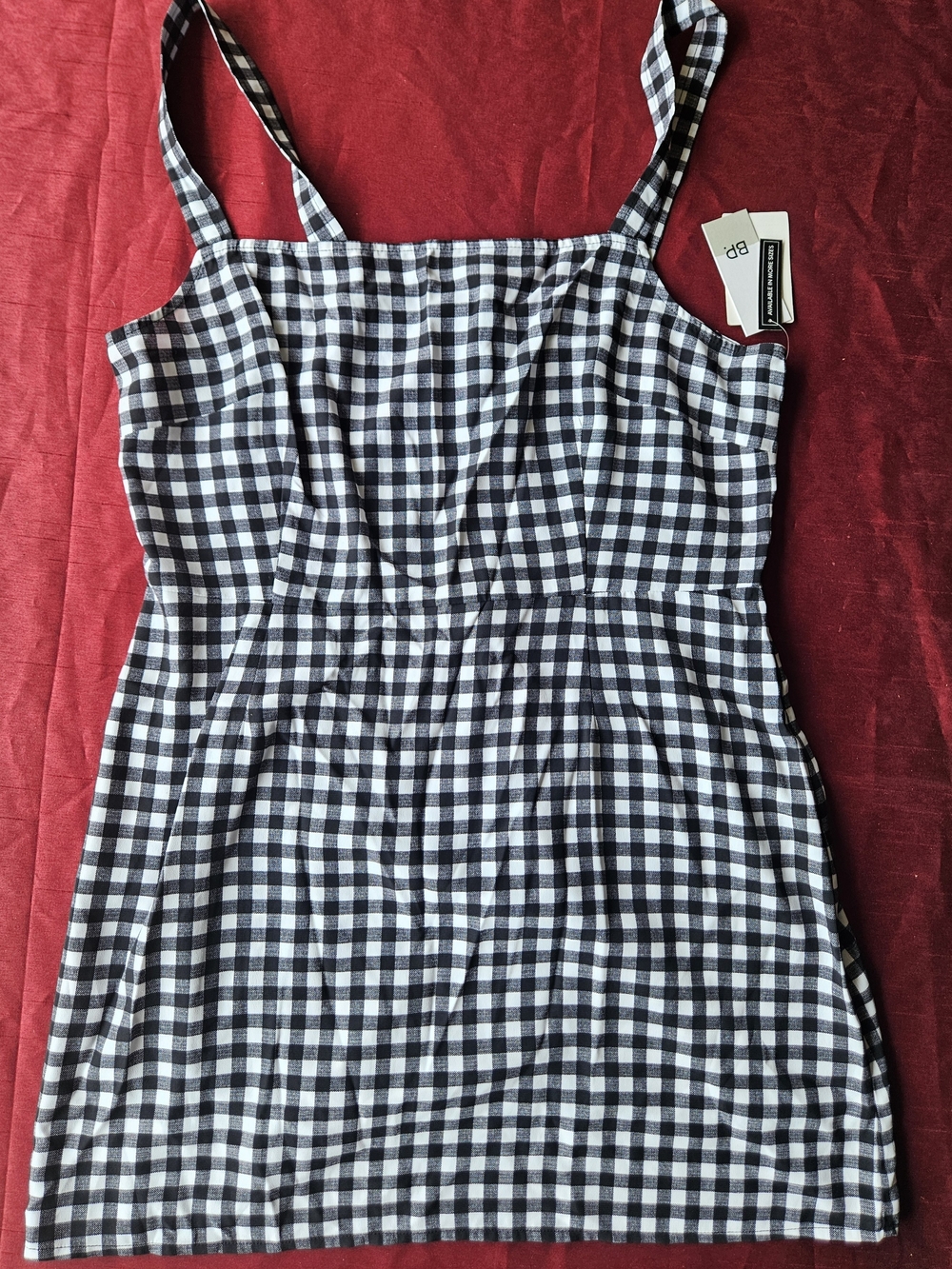 BP Black White Buffalo Plaid Sleeveless Mock Neck Midi Dress Large NWT Nordstrom